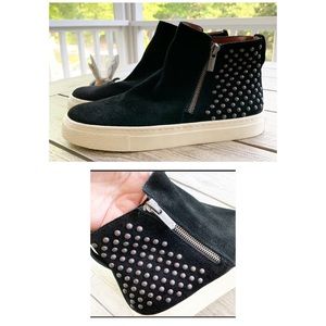 Lucky Brand Black Studded Zip Up Suede Shoes